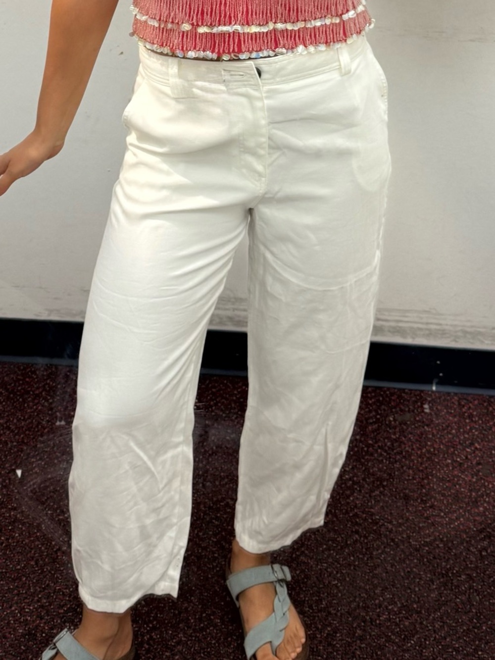 Zara White Light Weight Summer Pants size M
